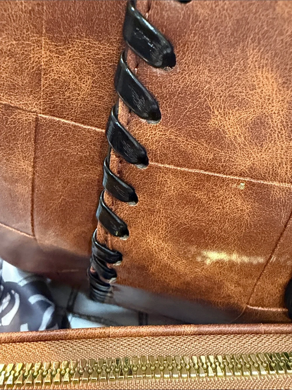 Brown Leather-Effect Tote with Matching Wallet